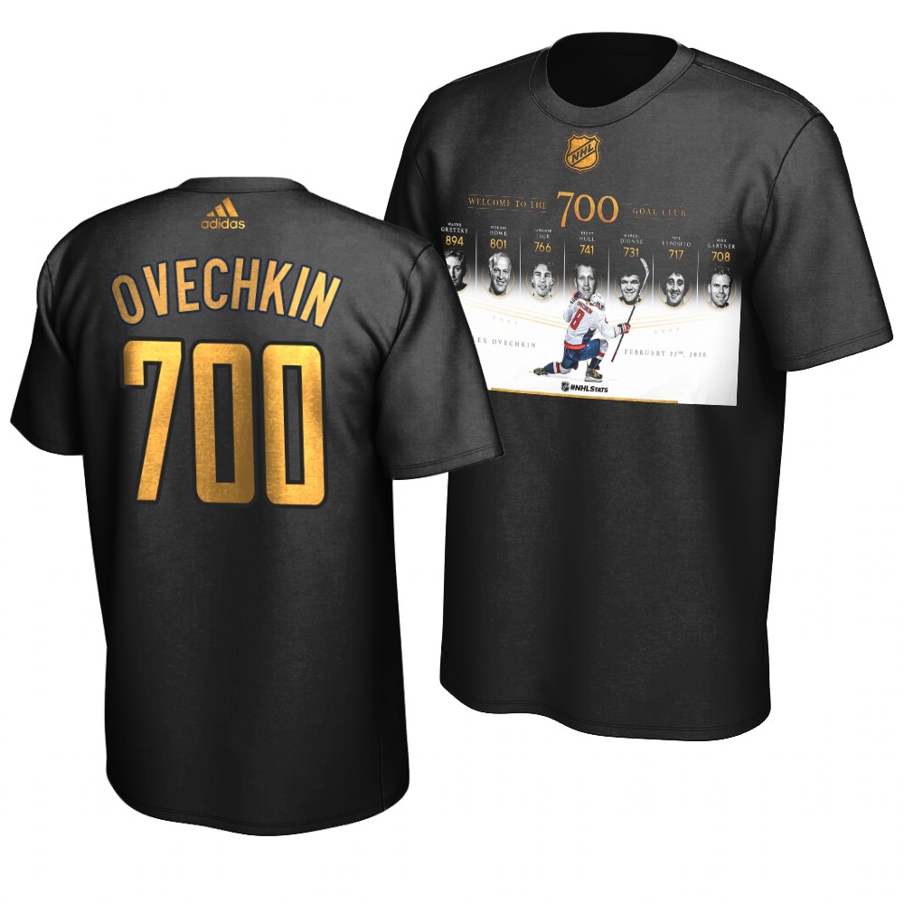 Washington Capitals #8 Alexander Ovechkin 700 Goals Golden Limited Black T-Shirt